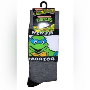 TMNT Teenage Mutant Ninja Turtles Crew Socks 2 Pair Men 6.5-12 Gray Green Ninja